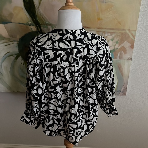 Anthropologie Danielle Kroll Blouse - XS bird print doves 100% cotton - Picture 10 of 16